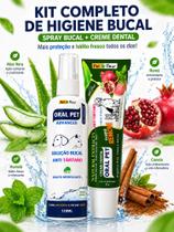 Kit Anti Tártaro Pet Spray Bucal + Creme Dental Enzimático Cães Gatos Mau Hálito Petfleur