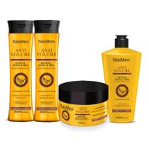 Kit anti volume banana aveia mel shampoo 300ml + condicionador 300ml + máscara 300g + leave - in 300 ml natumaxx