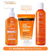 Kit Antiacne Completo Sabonete 140g + Esfoliante Facial Neutrogena + Tônico Adstringente Actine Darrow Pele Oleosa - Actine / Neutrogena