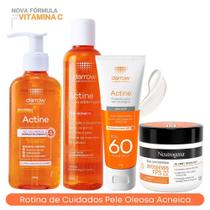 Kit Antiacne: Sabonete 140g + Tônico Adstringente + Protetor FPS 60 Actine + Hidratante Antissinais FPS 22 Neutrogena