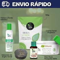 Kit Antiacne Skin Care - Argila Verde + Sabonete Verde + Creme Facial Hidratante Orgânico - Eco Spa