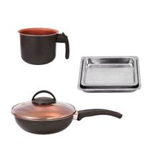 Kit Antiaderente Leiteira + Frigideira + 2 Assadeiras