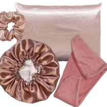 Kit Antifrizz Completão - Fronha, Touca e Scrunchie De Cetim + Touca De Microfibra fleece Kit Antifrizz Completão - Fronha, Touca e Scrunchie De Cetim + Touca De Microfibra fleece