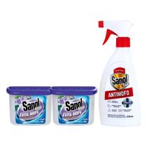 Kit AntiMofo Total Sanol Anti Mofo 330ml Remove Mofo, Bolor e Odor de Umidade + 2 Evita Mofo Armario