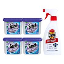 Kit AntiMofo Total Sanol Anti Mofo 330ml Remove Mofo, Bolor e Odor de Umidade + 2 Evita Mofo Armario