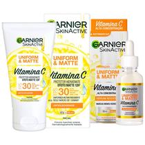 Kit Antioleosidade Vitamina C Sérum Booster 30ml e Protetor Facial 40g FPS 30 Garnier SkinActive Uniform&Matte Antimarca