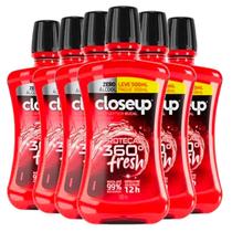 Kit Antisséptico Bucal Close Up Red Hot Sem Álcool 500ml 6 Unidades