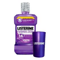 Kit Antisséptico Bucal Listerine Cuidado Total 500ml + Copo Listerine Metalizado