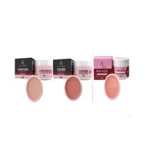 Kit anylovy com 3 géis contrutores cover, cover nude, pink nude 24g