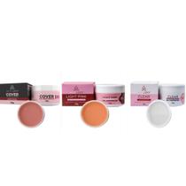 Kit anylovy com 3 géis contrutores light pink, clear, cover 24g