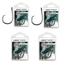 Kit Anzol Crown In Line Circle Black n 2/0 5/0 7/0 9/0 - 4 Cartelas 6un Cada
