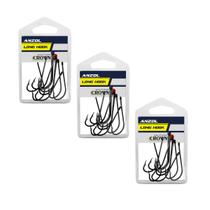 Kit Anzol Crown Long Hook Black Nº 08 30UN Aço Carbono Forjado Haste Longa Kit Anzol Crown Long Hook Black Nº 08 30UN Aço Carbono Forjado Haste Longa