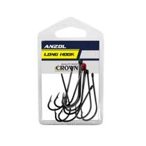 Kit Anzol Crown Long Hook Black Nº 12 30UN Aço Carbono Forjado Haste Longa