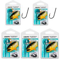 Kit Anzol Pesca Crown Baitholder Black nº 4/0 6/0 8/0 10/0 25un (1 Cartela Cada) Kit Anzol Pesca Crown Baitholder Black nº 4/0 6/0 8/0 10/0 25un (1 Cartela Cada)