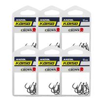 Kit Anzol Pesca Crown Koiso Black Aço Carbono nº16 20 24 - 50 Unidades