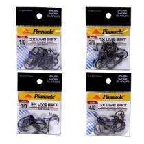 Kit Anzol Pesca Maruri 3X Live Bait Aço Carbono N 1/0 2/0 3/0 4/0 - 60 Peças