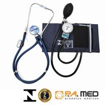 Kit Ap. Pressão Esfigmomanômetro + Estetoscópio Azul PA Med - P.A. Med