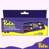 Kit Apagador + 2 Marcadores De Quadro Branco Roke