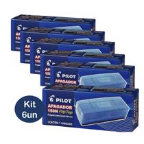 Kit Apagador 6un para Quadro Branco ou Vidro 150n Flip Top Pilot Compatível WBM-7 Suporte 2 Marcadores