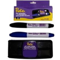 Kit Apagador E 2 Marcadores Para Quadro Branco - Roke