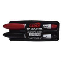 Kit apagador e pincel para quadro branco Preto/Vermelho - Radex Kit apagador e pincel para quadro branco Preto/Vermelho - Radex