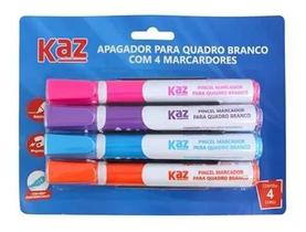 Kit Apagador Para Quadro Branco Com 4 Marcadores Colorido