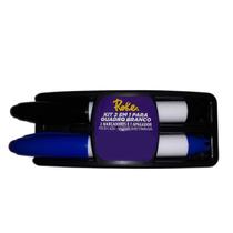 Kit Apagador Quadro Branco Com 2 Marcadores PT e AZ Roke