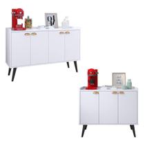 Kit Aparador 3 Portas Cantinho Café Sala Truzzi e Buffet Balcão Kiev 4 Portas Prateleira Organizadora Cozinha Pés Palito Retrô Puxador Concha -RPM Kit Aparador 3 Portas Cantinho Café Sala Truzzi e Buffet Balcão Kiev 4 Portas Prateleira Organizadora Cozinha Pés Palito Retrô Puxador Concha -RPM