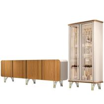 Kit Aparador Buffet Bar Living Santiago Com Cristaleira Adega Síria B01 Cinamomo Off White Kit Aparador Buffet Bar Living Santiago Com Cristaleira Adega Síria B01 Cinamomo Off White