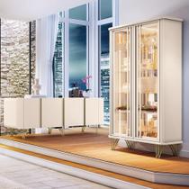 Kit Aparador Buffet Bar Living Santiago com Cristaleira Adega Síria B01 Off White - Lyam