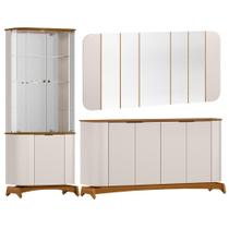Kit Aparador Buffet com Cristaleira e Espelho Verbena N01 Off White Ypê - Lyam Decor Kit Aparador Buffet com Cristaleira e Espelho Verbena N01 Off White Ypê - Lyam Decor