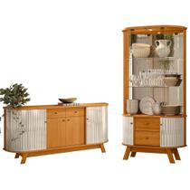 Kit Aparador Buffet Inara e Cristaleira Eça Orgânico M07 Cinamomo Off White - Lyam Decor Kit Aparador Buffet Inara e Cristaleira Eça Orgânico M07 Cinamomo Off White - Lyam Decor