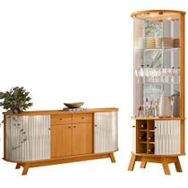 Kit Aparador Buffet Inara e Cristaleira Marília Orgânico M07 Cinamomo Off White - Lyam Decor Kit Aparador Buffet Inara e Cristaleira Marília Orgânico M07 Cinamomo Off White - Lyam Decor
