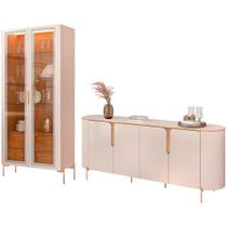 Kit Aparador Buffet Lia Com Cristaleira Tarsila Orgânico D05 Off White Freijó - Lyam Decor Kit Aparador Buffet Lia Com Cristaleira Tarsila Orgânico D05 Off White Freijó - Lyam Decor