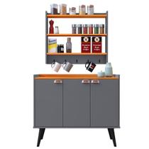 Kit Aparador Buffet Organizador Prateleira Interna Truzzi Armário Parede Porta Condimentos Cozinha Amélia - Cinza/Cinamomo - RPM Móveis Kit Aparador Buffet Organizador Prateleira Interna Truzzi Armário Parede Porta Condimentos Cozinha Amélia - Cinza/Cinamomo - RPM Móveis