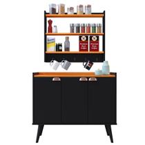 Kit Aparador Buffet Organizador Prateleira Interna Truzzi Armário Parede Porta Condimentos Cozinha Amélia - Preto/Cinamomo - RPM Móveis Kit Aparador Buffet Organizador Prateleira Interna Truzzi Armário Parede Porta Condimentos Cozinha Amélia - Preto/Cinamomo - RPM Móveis