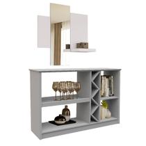 Kit Aparador Buffet Para Sala de Estar e Espelho Decorativo 91cm Atlanta N01 Off White - Lyam Decor