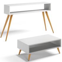 Kit Aparador Com Mesa De Centro Mônaco Pés Palito L03 Branco Kit Aparador Com Mesa De Centro Mônaco Pés Palito L03 Branco