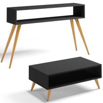 Kit Aparador com Mesa de Centro Mônaco Pés Palito L03 Preto - Lyam Decor Kit Aparador com Mesa de Centro Mônaco Pés Palito L03 Preto - Lyam Decor