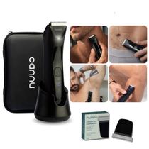 Kit Aparador De Pelos Elétrico íntimo Masculino, Lâmina Cerâmica Extra e Case viagem Nuudo