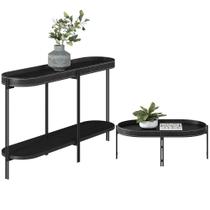 Kit Aparador Decorativo Para Sala Estar Industrial com Mesa de Centro Nord L05 Preto - Lyam Decor Kit Aparador Decorativo Para Sala Estar Industrial com Mesa de Centro Nord L05 Preto - Lyam Decor