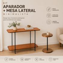 Kit Aparador E Mesinha Lateral Redonda Para Sala Quarto Escritório