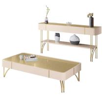 Kit Aparador La Vie Com Mesa De Centro Harmony B01 Off White Champagne - Lyam Decor