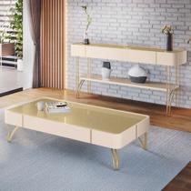 Kit Aparador La Vie com Mesa de Centro Harmony B01 Off White Champagne - Lyam Decor