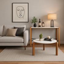 Kit Aparador Moderno Sala de Estar Áustria com Mesa de Centro Branco