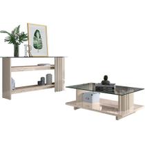 Kit Aparador Para Sala E Mesa De Centro Tampo De Vidro Foz Calacata/off White Kit Aparador Para Sala E Mesa De Centro Tampo De Vidro Foz Calacata/off White
