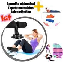 Kit aparelho abdominal + faixa elástica mini band + tapete exercícios yoga