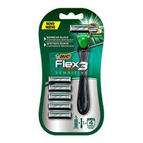 Kit Aparelho de Barbear Bic Flex 3 Hybrid Sensitive 1 Aparelho + 5 Refis Kit Aparelho de Barbear Bic Flex 3 Hybrid Sensitive 1 Aparelho + 5 Refis