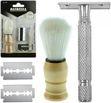 Kit Aparelho de Barbear c/Pincel Aparelho e Lâmina - Alfacell AL11007