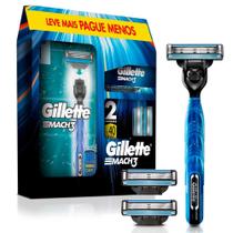 Kit Aparelho de Barbear Gillette Mach3 1 Unidade e 3 Cargas